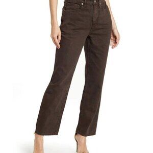 Good American Heritage Straight Leg Jean Coffee Brown Denim